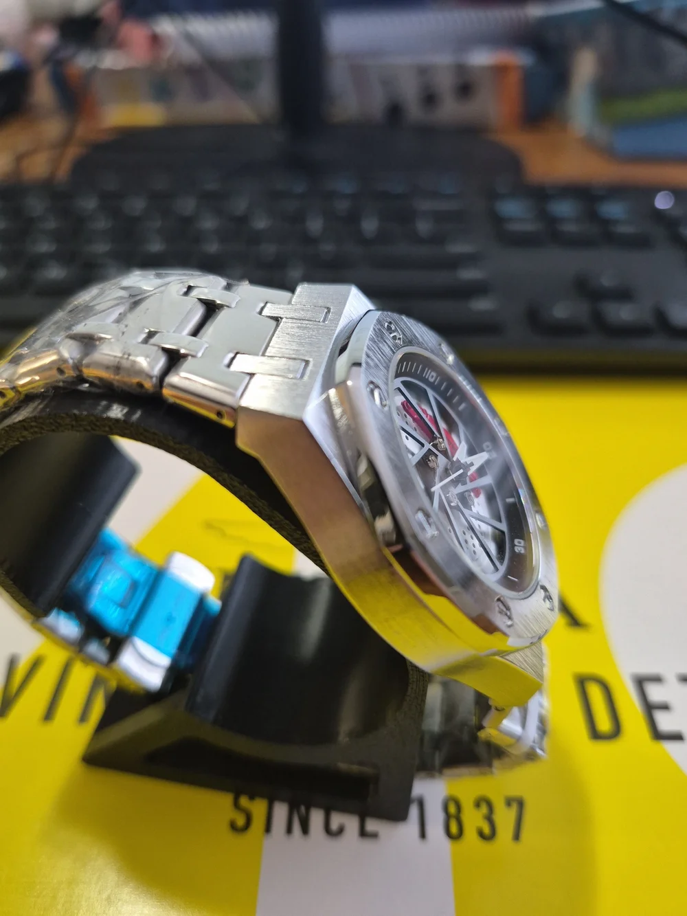 Invicta Silver Stainless Steel Watch with Red Accent